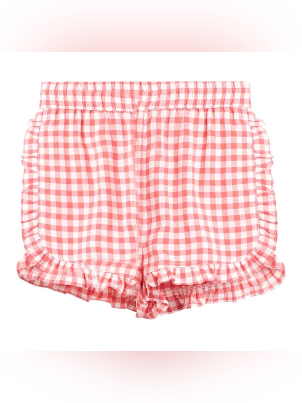 Bellerose Pink Gingham Ruffle Hem Shorts Sz 6